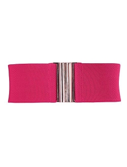 Wide Stretchy Vintage Waist Belt with Metal Buckle Muticolored CL409