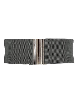 Wide Stretchy Vintage Waist Belt with Metal Buckle Muticolored CL409