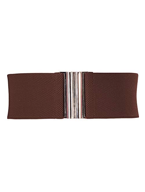 Grace Karin Wide Stretchy Vintage Waist Belt with Metal Buckle Muticolored CL409