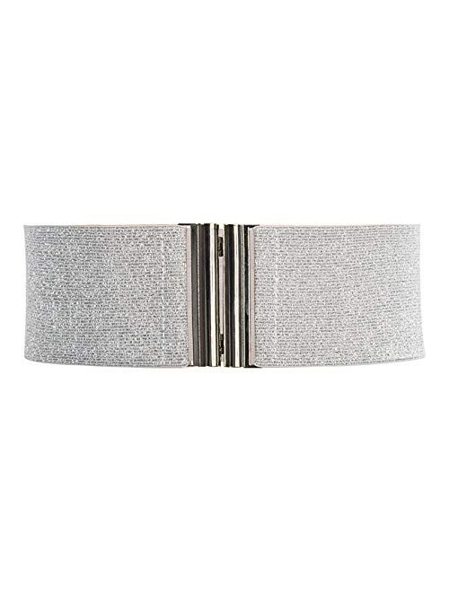 Grace Karin Wide Stretchy Vintage Waist Belt with Metal Buckle Muticolored CL409