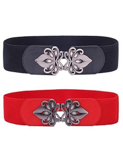 Syuer Womens Vintage Wide Elastic Stretch Waist Belt Retro Cinch Belt