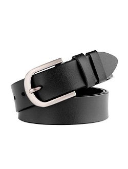 Women Leather Belt for Jeans Pants Dresses Black Ladies Waist Belt with Pin Buckle by WHIPPY