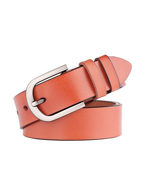 Women Leather Belt for Jeans Pants Dresses Black Ladies Waist Belt with Pin Buckle by WHIPPY