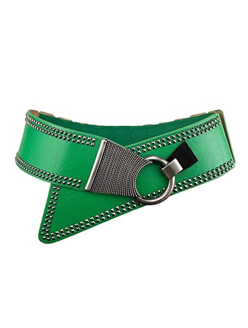 Women's Fashion Vintage Wide Waist Belt Elastic Stretch Cinch Belts With Interlock Buckle