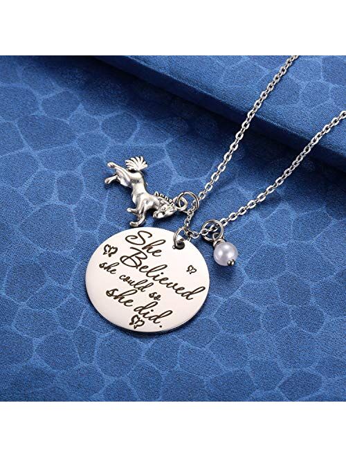 MIXJOY Horse Jewelry Gift for Girls Horse and Pearl Pendant Necklace for Girls Inspirational Gifts for Women Graduation Gift