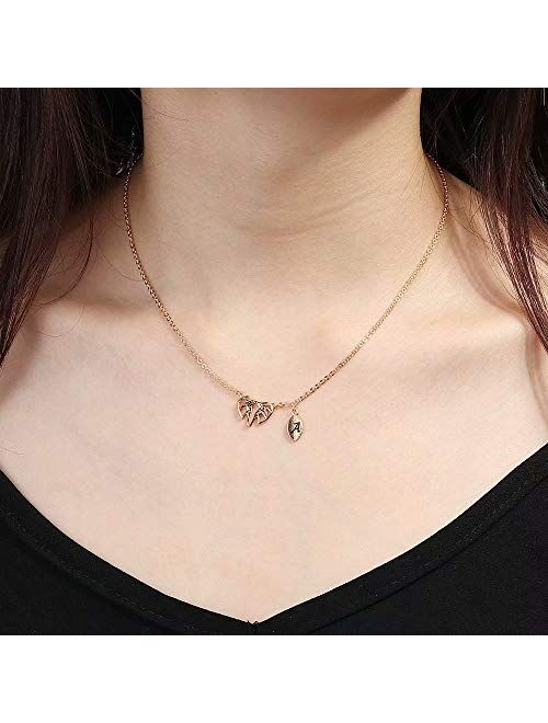 MONOOC Dainty Necklace for Women Girls, 14K Gold Plated Lucky Horseshoe Geometric Origami Elephant Necklace Owl Butterfly Initial Leaf Necklace Elephant Horse Butterfly O