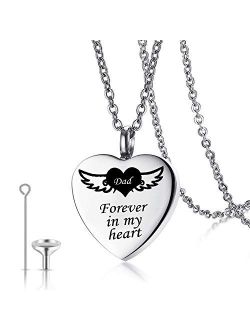 Urn Necklaces for Human Ashes Forever in My Heart Cremation Jewelry Necklace Pendant Funnel Filler Kit