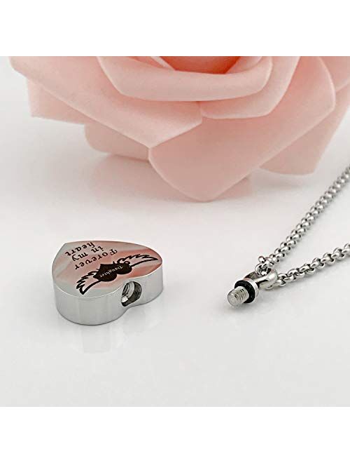 Urn Necklaces for Human Ashes Forever in My Heart Cremation Jewelry Necklace Pendant Funnel Filler Kit