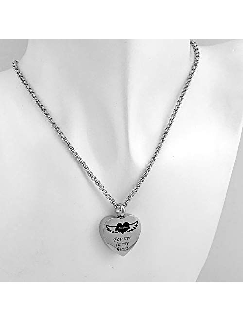 Urn Necklaces for Human Ashes Forever in My Heart Cremation Jewelry Necklace Pendant Funnel Filler Kit