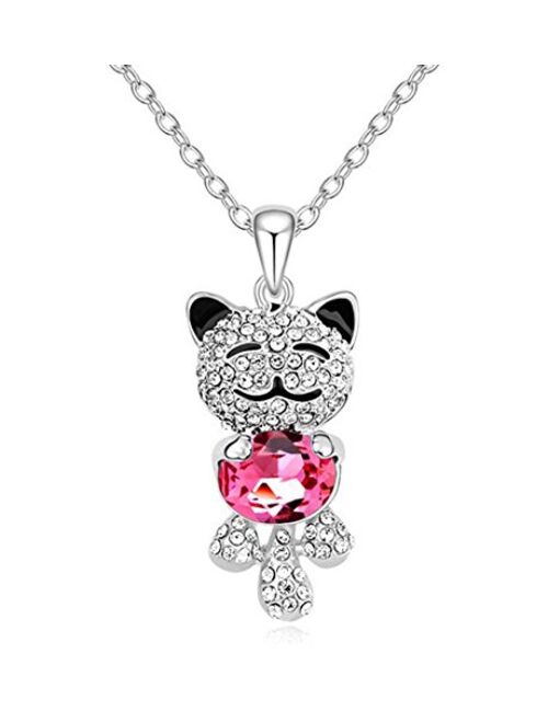 findout Women Heart Necklace Silver Cubic Zirconia Blue Pink Amethyst Heart Pendant Necklace For Girls Childen(f100)