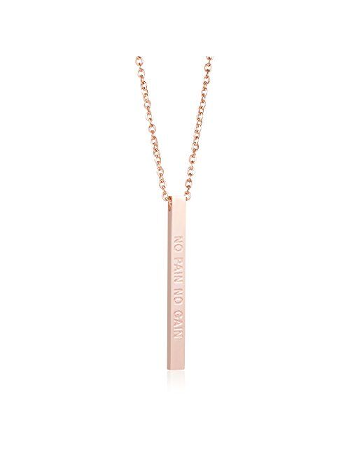 Joycuff Necklace for Women Vertical Bar Necklaces Pendant Jewelry Personalized Gift for Her Engraved Inspirational Message