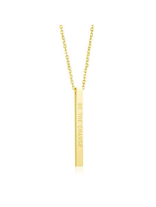 Joycuff Necklace for Women Vertical Bar Necklaces Pendant Jewelry Personalized Gift for Her Engraved Inspirational Message