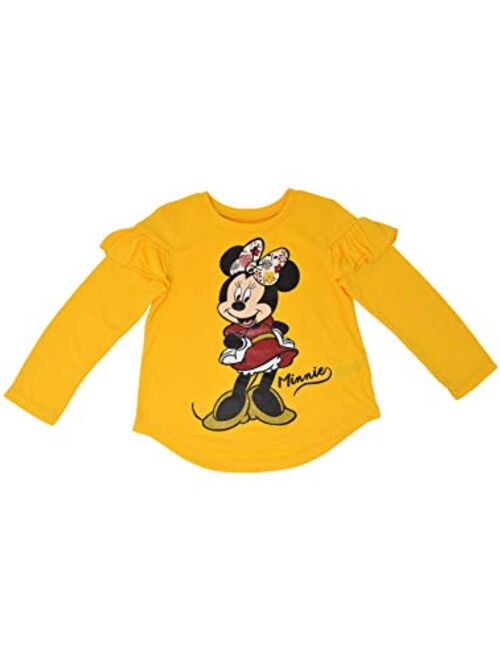 Disney Minnie Mouse Girls Long Sleeve Ruffled T-Shirt and Leggings Set