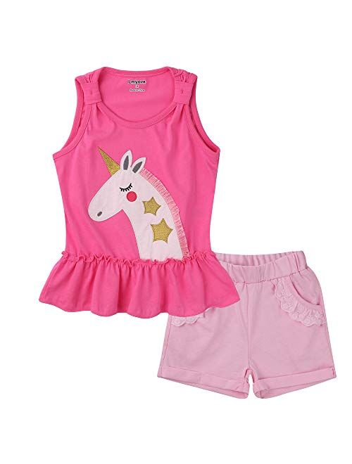 Meeyou Little Girls' Lovely Tank top & Essential Shorts Set