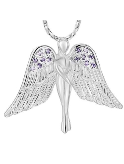 Imrsanl Cremation Jewelry with Angel Lady Charm Locket Memorial Ash Pendant - Urn Necklace for Ashes Wings Keepsake Jewelry for Women Girls