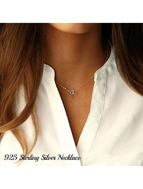 Memorjew 925 Sterling Silver Initial Necklace for Women Girls, Dainty Hypoallergenic Cursive Initial Necklace for Women Girls Jewelry Gifts