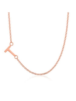 BOCHOI Sideways Initial Necklace Silver Gold Rose Gold Small Mini Side Letter Necklace for Women Teen Girls 316L Stainless Steel Alphabet Jewelry Gift for Girlfriend Wife