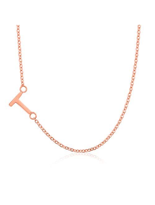 BOCHOI Sideways Initial Necklace Silver Gold Rose Gold Small Mini Side Letter Necklace for Women Teen Girls 316L Stainless Steel Alphabet Jewelry Gift for Girlfriend Wife