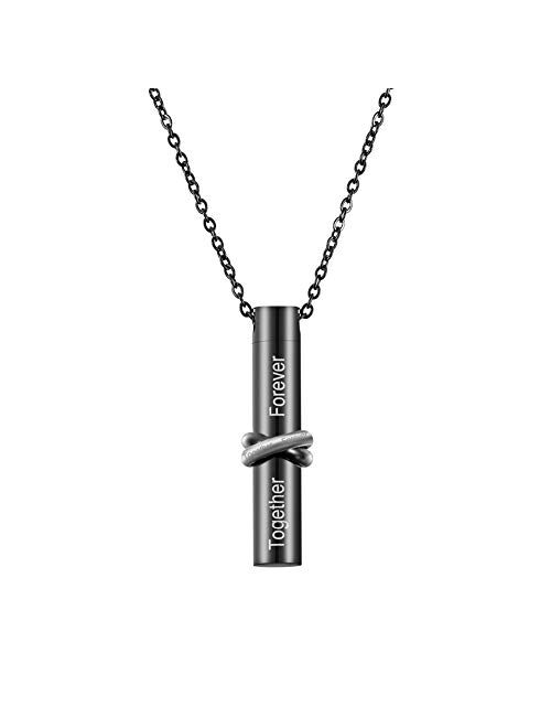 HooAMI Cremation Jewelry Together Love Cylinder Pendant Memorial Urn Necklace