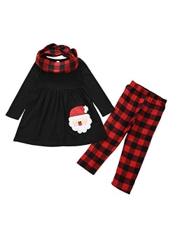 GuliriFei Toddler Girl Fall Winter Clothes Long Sleeves Ruffle Tunic Dress Top Trousers Leopard Pants Outfit Set