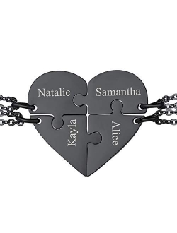 FaithHeart BFF Puzzle Stitching Necklace 2/3/4/5/6/7/8 Pcs Stainless Steel Personalized Name Heart Pendants Family Love Jewelry Free Engrave Friendship Forever Necklaces 