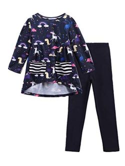 Little Girls Unicorn Clothing Sets Long Sleeve Boutique Birthday Outfits 2 PCS Tops Pants