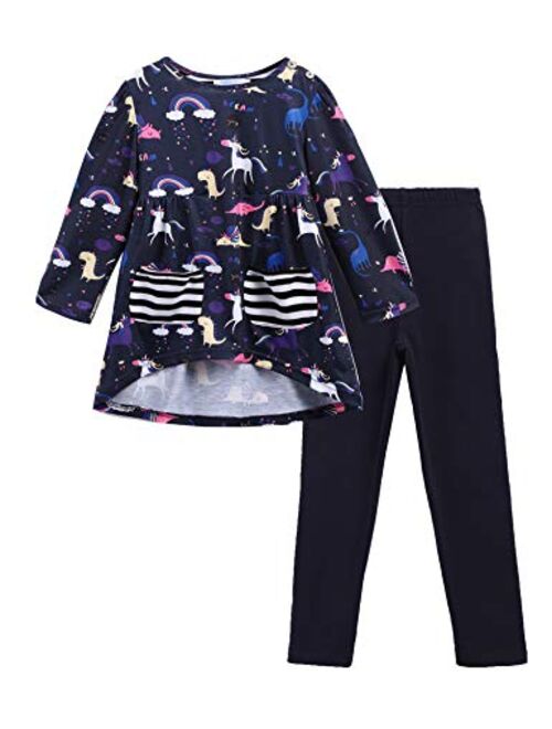 Arshiner Little Girls Unicorn Clothing Sets Long Sleeve Boutique Birthday Outfits 2 PCS Tops Pants