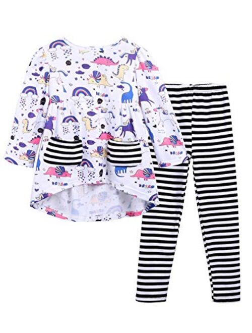 Arshiner Little Girls Unicorn Clothing Sets Long Sleeve Boutique Birthday Outfits 2 PCS Tops Pants