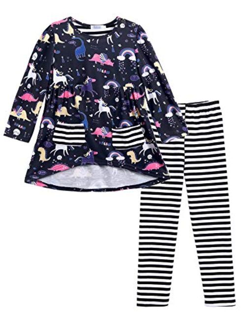 Arshiner Little Girls Unicorn Clothing Sets Long Sleeve Boutique Birthday Outfits 2 PCS Tops Pants