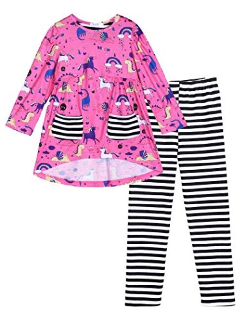 Arshiner Little Girls Unicorn Clothing Sets Long Sleeve Boutique Birthday Outfits 2 PCS Tops Pants