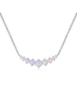 Barzel 18K White Gold Plated or Rose Gold Plated Created White Opal Graduated Necklace