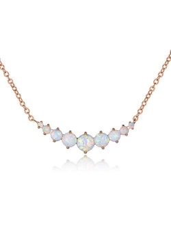 Barzel 18K White Gold Plated or Rose Gold Plated Created White Opal Graduated Necklace