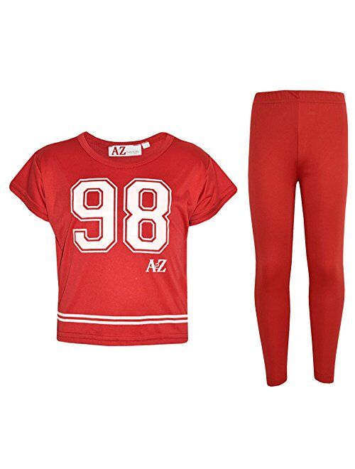 Girls Top Kids 98 Print Stylish Crop Top & Fashion Legging Set Age 5-13 Years