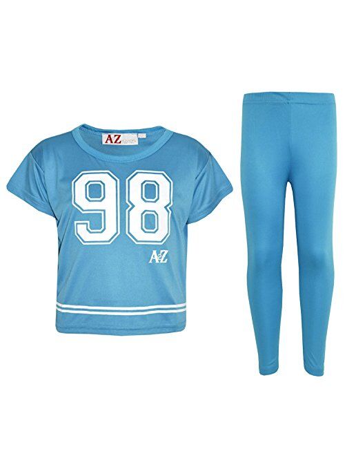 Girls Top Kids 98 Print Stylish Crop Top & Fashion Legging Set Age 5-13 Years