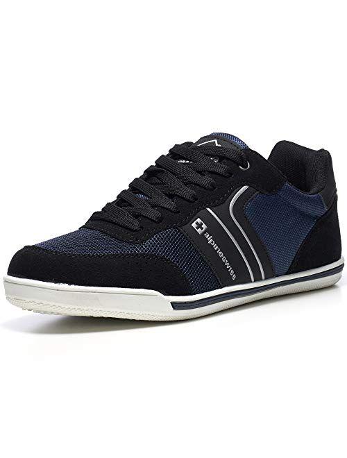 Alpine Swiss Liam Mens Fashion Sneakers Suede Trim Low Top Lace Up Tennis Shoes