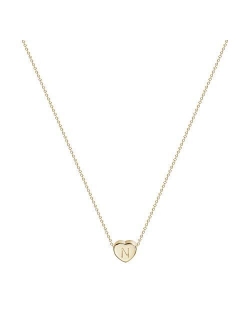 Love Heart Initial Pendant Necklace, 14 K Gold Plated Personalized Tiny Lovely Heart with Letters Charm Necklace for Women