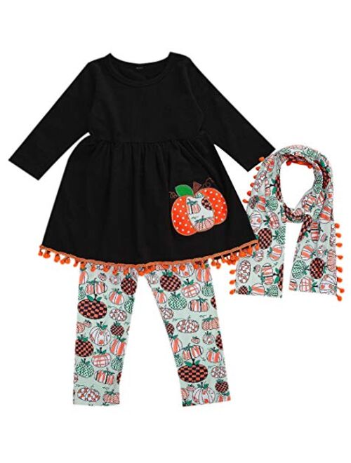 Toddler Girls Clothes Set Little Girls Long Sleeve Highlow Ruffle Flare Tunic Tops Floral Print Leggings Outfit