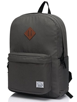 Lightweight Backpack for School, VASCHY Classic Basic Water Resistant Casual Daypack for Travel with Bottle Side Pockets