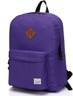 Lightweight Backpack for School, VASCHY Classic Basic Water Resistant Casual Daypack for Travel with Bottle Side Pockets