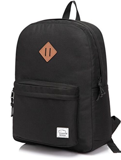 Lightweight Backpack for School, VASCHY Classic Basic Water Resistant Casual Daypack for Travel with Bottle Side Pockets