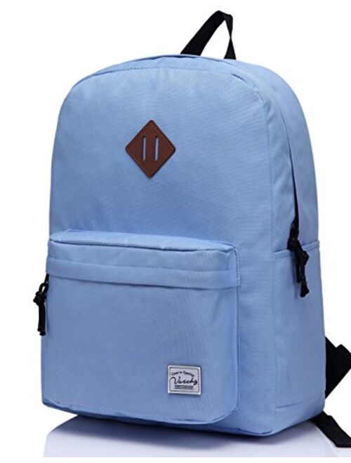 Lightweight Backpack for School, VASCHY Classic Basic Water Resistant Casual Daypack for Travel with Bottle Side Pockets