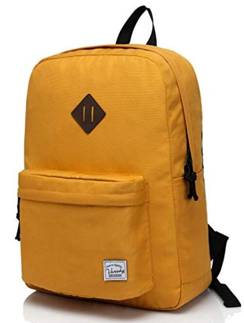 Lightweight Backpack for School, VASCHY Classic Basic Water Resistant Casual Daypack for Travel with Bottle Side Pockets