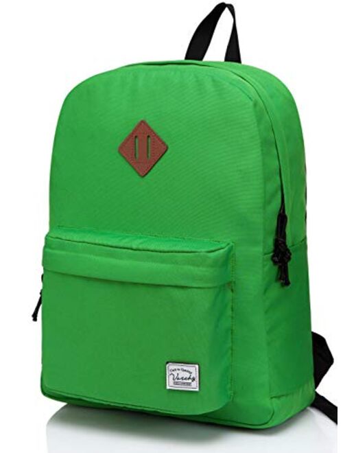 Lightweight Backpack for School, VASCHY Classic Basic Water Resistant Casual Daypack for Travel with Bottle Side Pockets