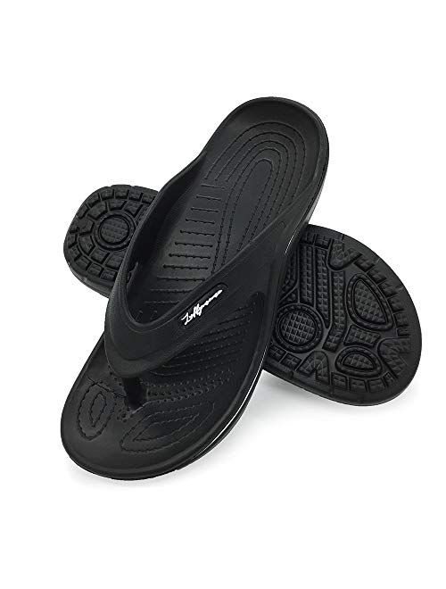 LUFFYMOMO Mens Arch Support Sandals Sport Toe-Post Flip Flop Casual Comfort Thong