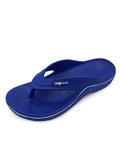 LUFFYMOMO Mens Arch Support Sandals Sport Toe-Post Flip Flop Casual Comfort Thong