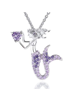 Kjiasiw Mermaid Pendant Necklace Jewelry Crystal Pendant Gift for Girls Women