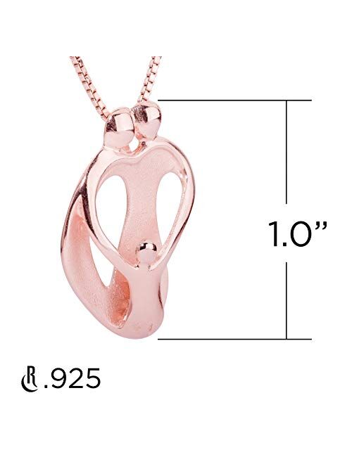 Loving Family Sterling Silver 18" Loving Family Heart Shaped Pendant Necklace Parents & 1 to 4 Children Options. Choice of Sterling Silver, Rose & Yellow Gold