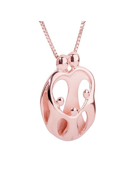 Loving Family Sterling Silver 18" Loving Family Heart Shaped Pendant Necklace Parents & 1 to 4 Children Options. Choice of Sterling Silver, Rose & Yellow Gold