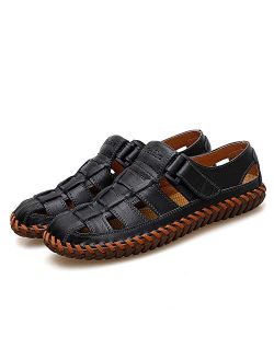 Buy CMM Mens Casual Closed Toe Leather Sandals Outdoor Fisherman ...