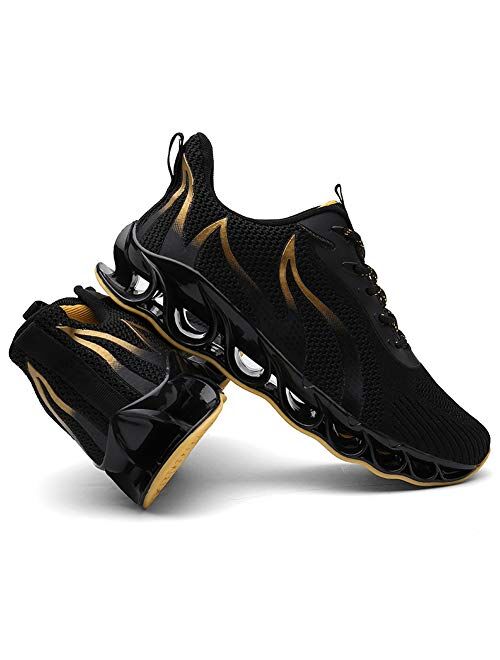 GOMNEAR Running Shoes Men Fashion Casual Lace Up Breathable Stylish Sneakers Athletic Walking Shoes